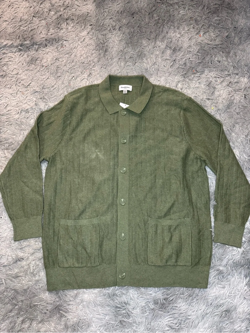 Goodfellow & Co Men’s Collared Cotton Blend Cardigan Sweater - Green Size XL NWT